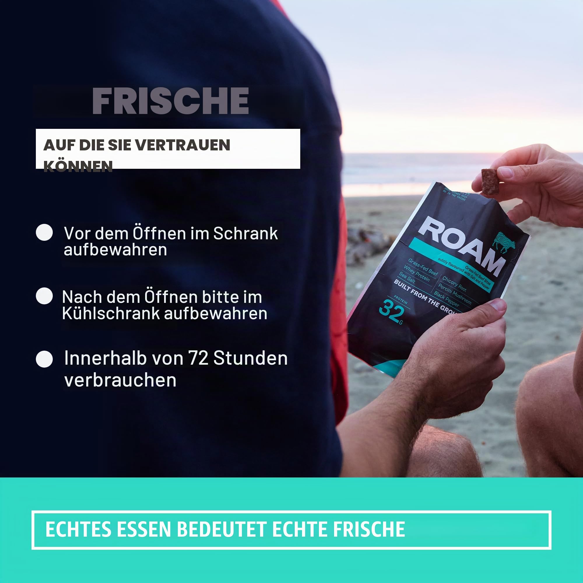 ROAM Low Carb Protein Bites aus Rindfleisch – High Protein Energieriegel & Keto Snack – 6 x 70g – Gesunde, Glutenfreie Fitness Snacks (Beef Bites)