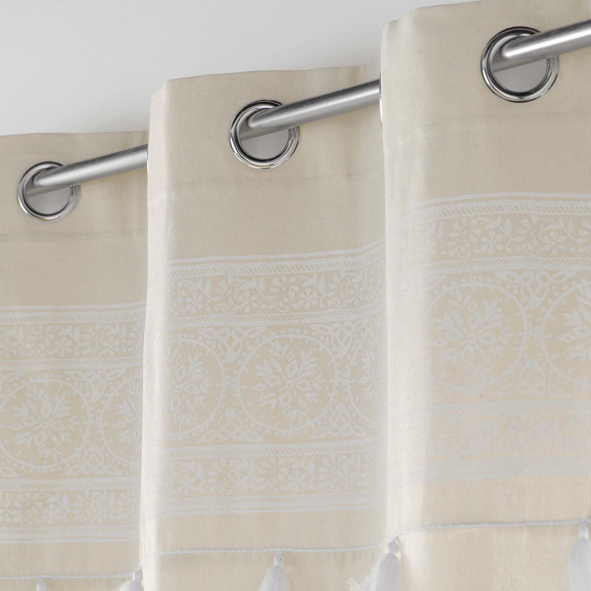 Douceur D'Intérieur Bahina Tenda Con Occhielli 140x240 Cm - Policotone Con Stampe E Iuta, Morbida E Naturale