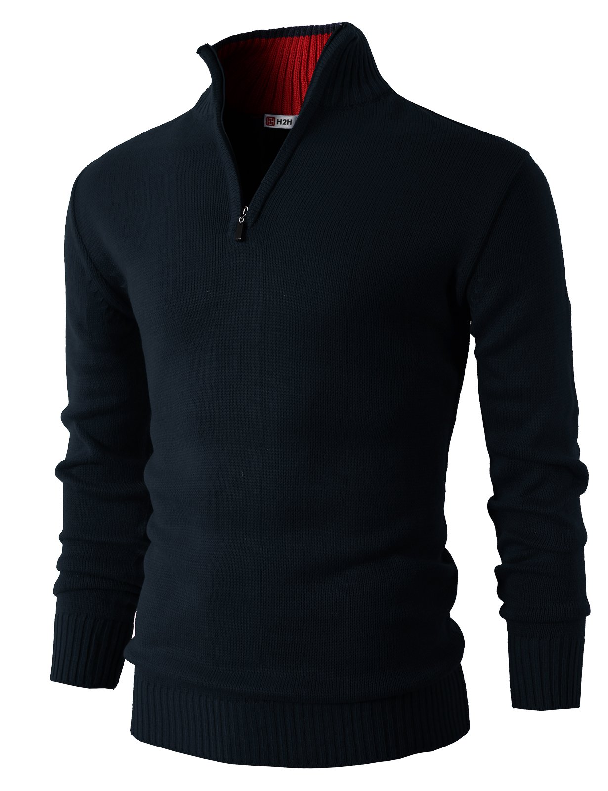Mens Quarter Zip Pullover Sweater Casual Slim Fit Polo Sweater