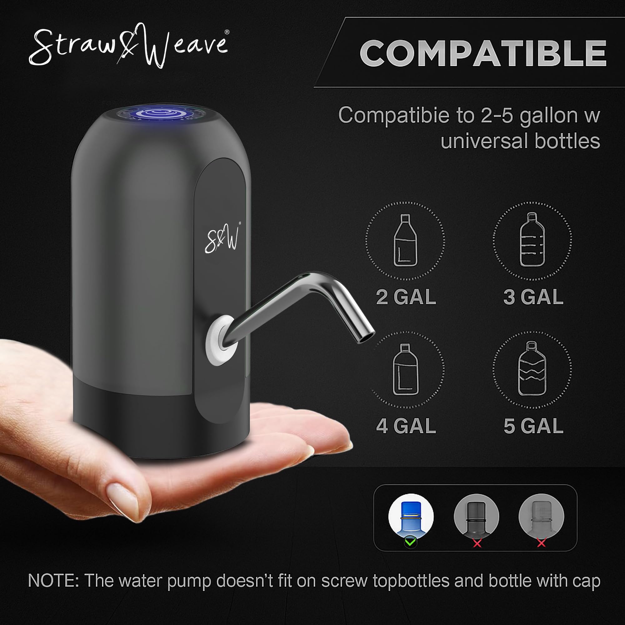 Automatic Water Dispenser Pump for 20 Litre Bottle | Big Battery - Portable USB Rechargeable Water Pump Dispenser for Home, Office | 1 Year Warranty, White