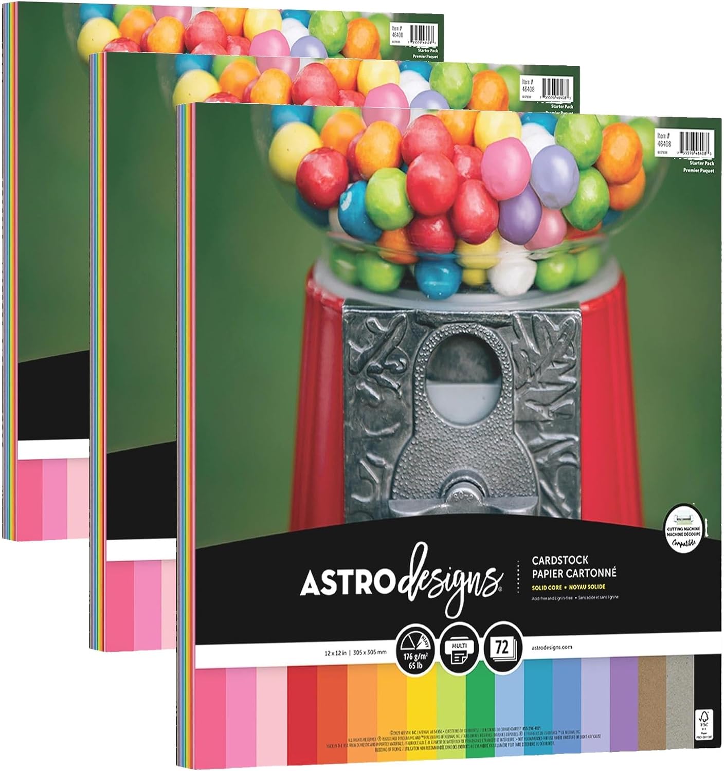 Astrodesigns/Creative Collection Starter Kit Cardstock, 12" x 12", 65 lb/176 gsm 18-Color Assortment, 72 Sheets (46408-03)