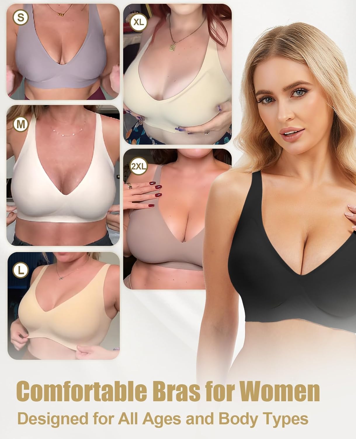 Jelly Wireless Bra Deep V Push Up Seamless T-Shirt Comfortable Plunge No Underwire Bras with Adjustable Straps Everyday Bras - Image 5