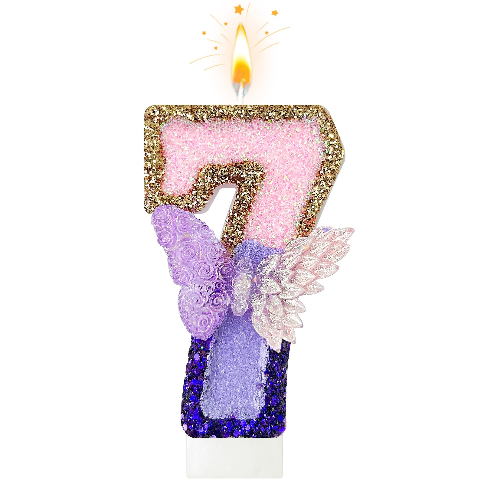 JonesLi Purple Butterfly Number Candle，Butterfly Decorations for Cake，Butterfly Birthday Decorations，Large Pink and Purple Candle，Suitable for