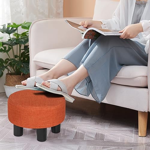 Miniatura 2 de Joveco Taburete pequeño otomano, reposapiés corto redondo para silla, escritorio debajo de la oficina, sala de estar, naranja
