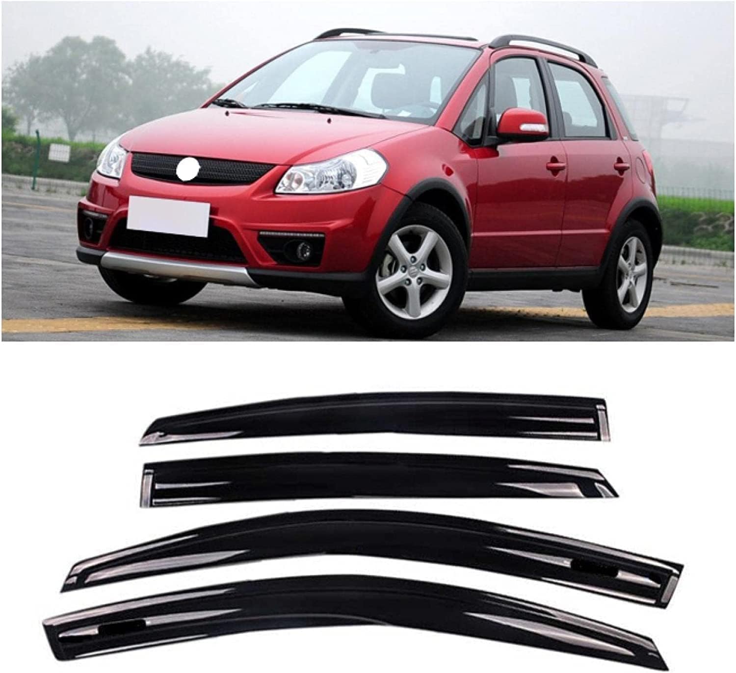 PANXUC Car Wind Deflectors for Suzuki SX4 2007-2010, Side Window Wind Rain Deflector Window Visor Sun Rain Guard Smoke Guards