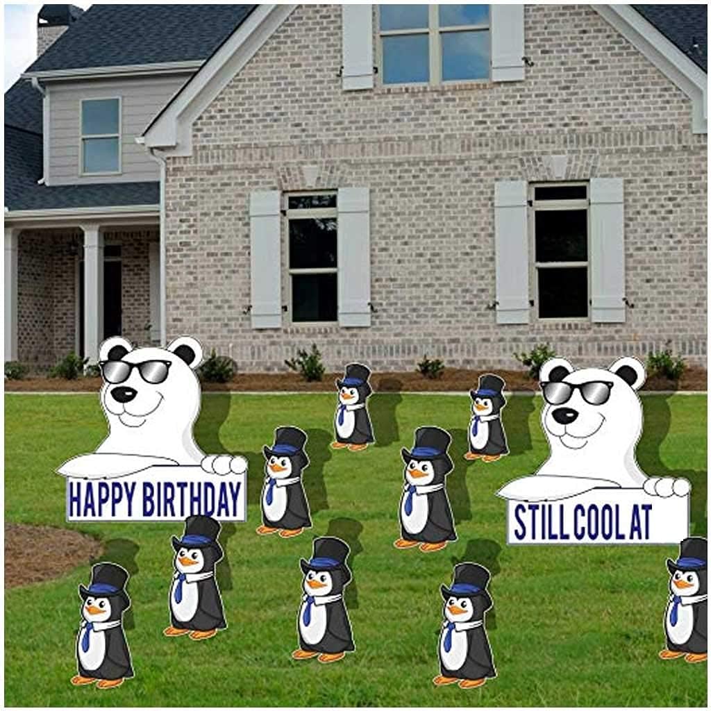 VictoryStore Yard Sign Outdoor Lawn Decorations: Custom Still Cool Birthday Decoration - Polar Bears and Penguins Includes Stakes