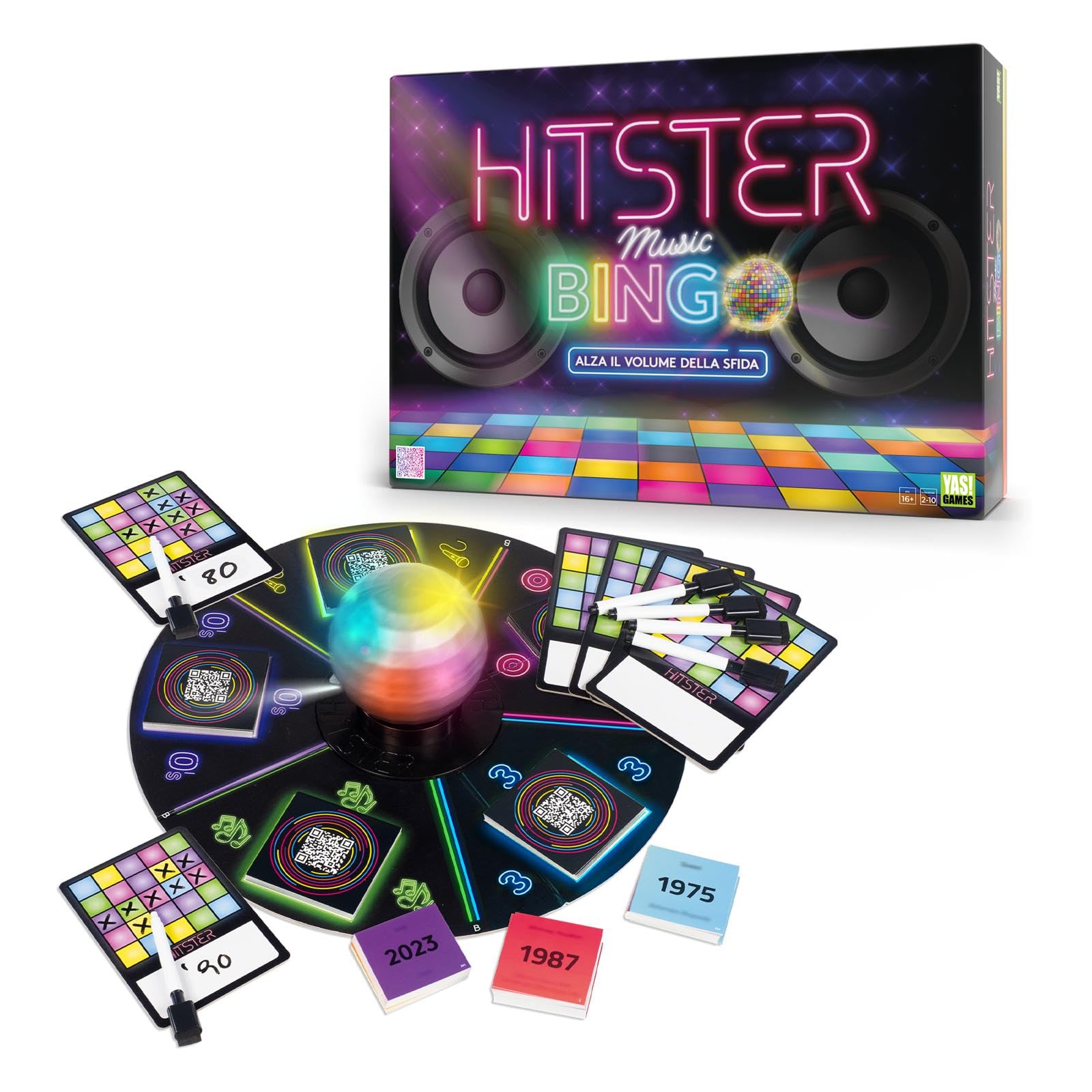 Yas Games- Hitster Bingo - L'Unico in Italiano - Gioco Musicale da 2 a 10 Giocatori dai 16 anni in su
