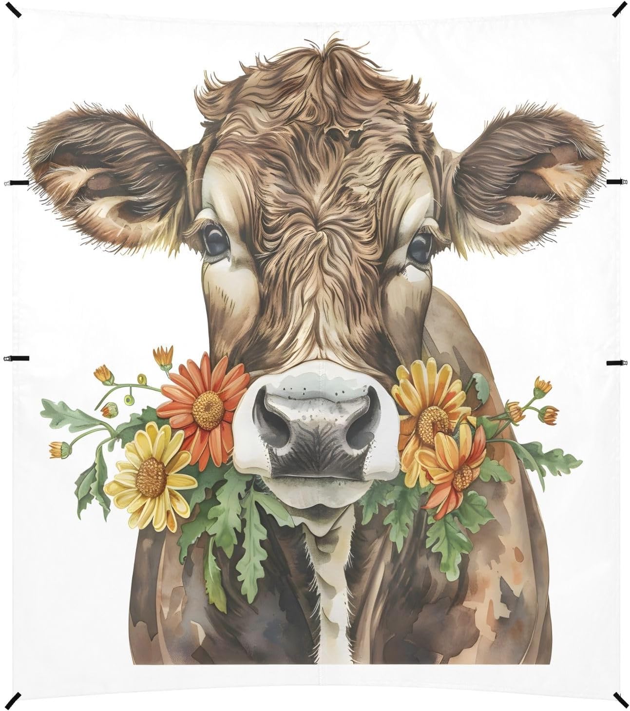 ALAZA Watercolor Cows Beach Tent Sun Shelter UPF50+ Protection Beach Shade Canopy w/ 4 Sandbags for Outdoor Camping, Fishing, Backyard Fun, Picnic, 10x9 ft