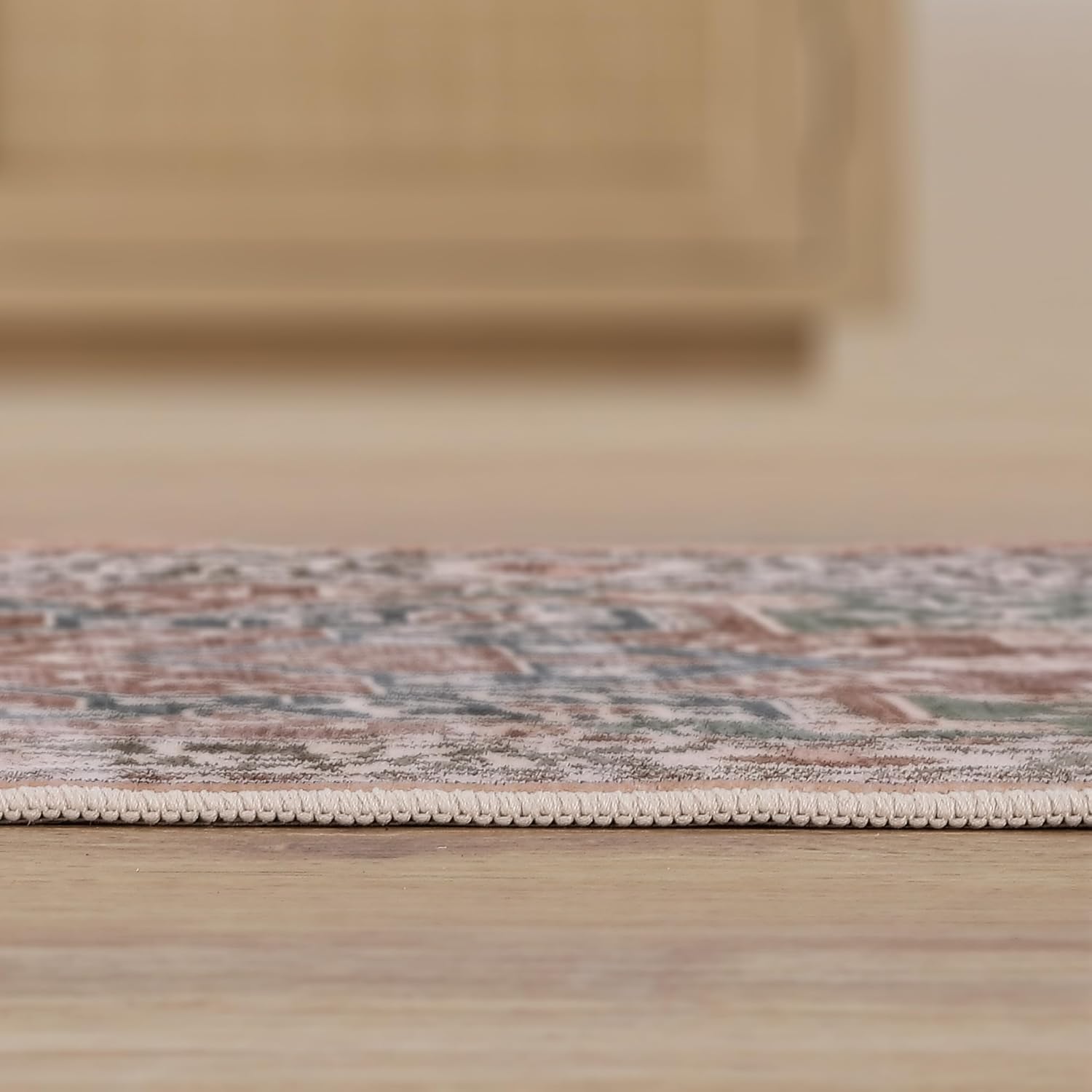 JONATHAN Y Ultra-Soft Machine-Washable Rug with Non-Skid Backing, Green/Brown 2'x8' Eleanor Vintage Medallion Border, Non-Shedding, Velvet Luxury Feel for Living Room, Dining Room, Bedroom VOR100K-28