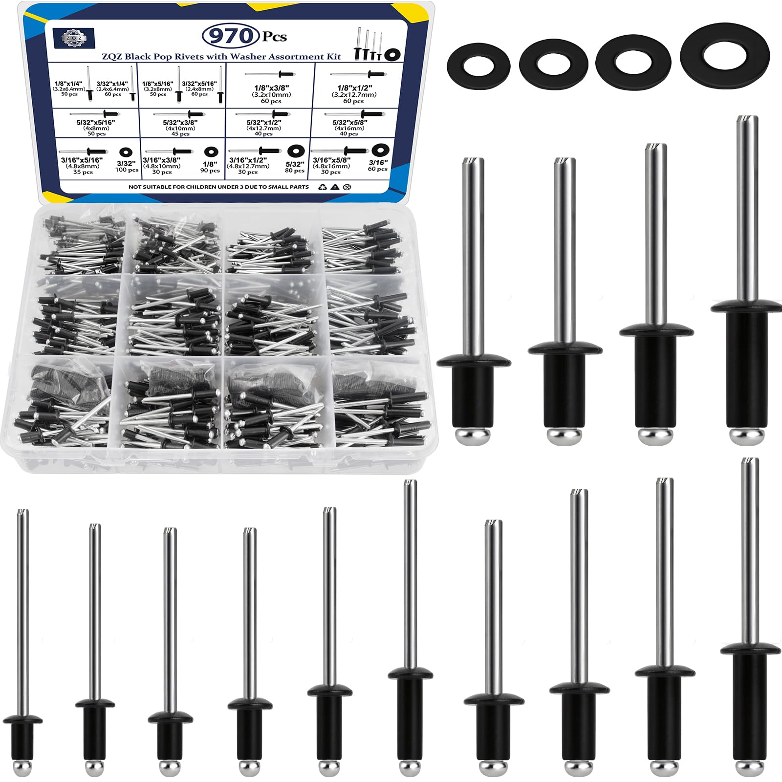 70 Pcs Rivet Assortment Kit - Blind Rivets -12