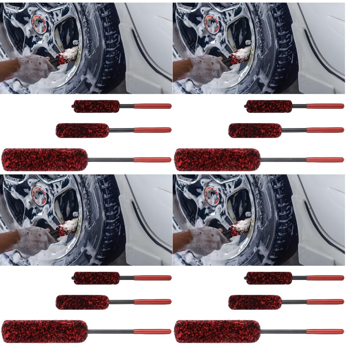 MAGICLULU 4 Set Spazzola per La Pulizia degli Pneumatici Lavasciuga Pneumatici Spazzole Circolari Spazzola per La Pulizia dei Cerchioni Dell'auto Spazzola per Ruote 3 Pezzi*4
