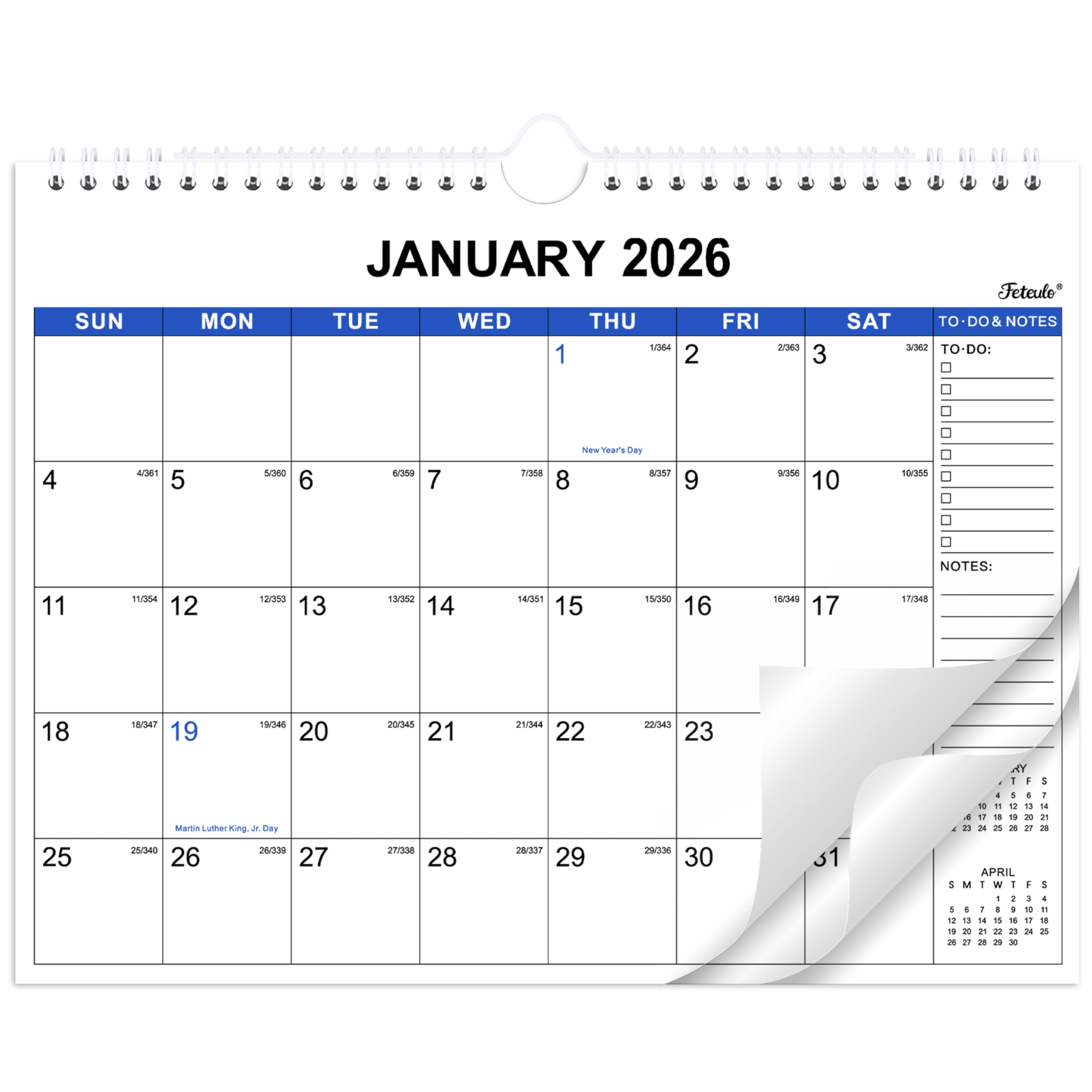2026 Wall Calendar - Wall Calendar 2026 Monthly from January 2026 - December 2026, 11”x 8.5”, 12 Months, Suitable for Hanging on the Wall