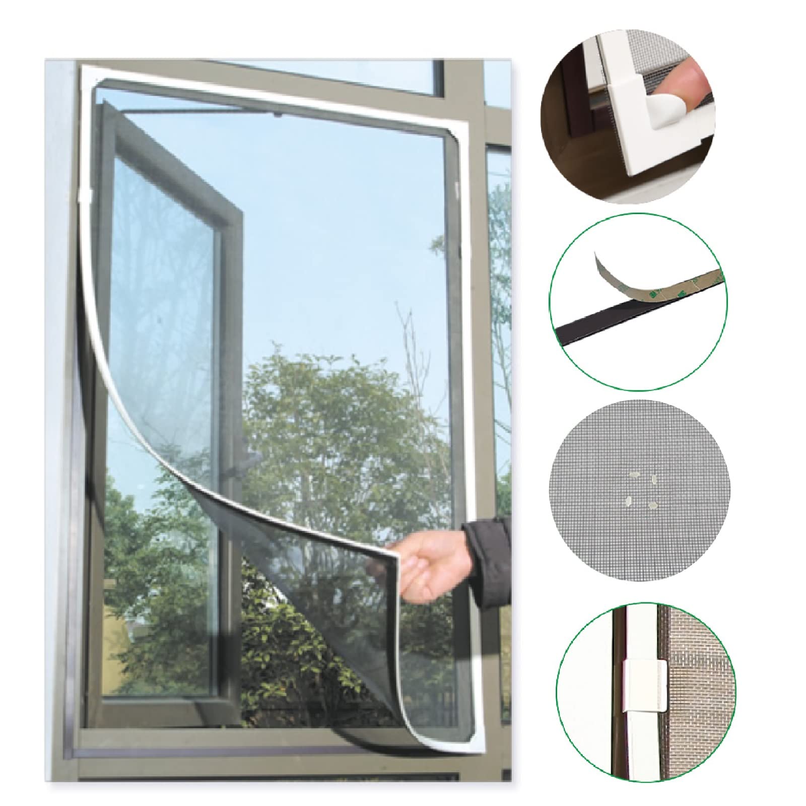 ANQI Red Protectora De Ventana Para Gato, Malla De Seguridad Con Velcro Adhesivo Autoadhesivo, Protección Contra Mosquitos, 120 X 220 Cm, Color Blanco