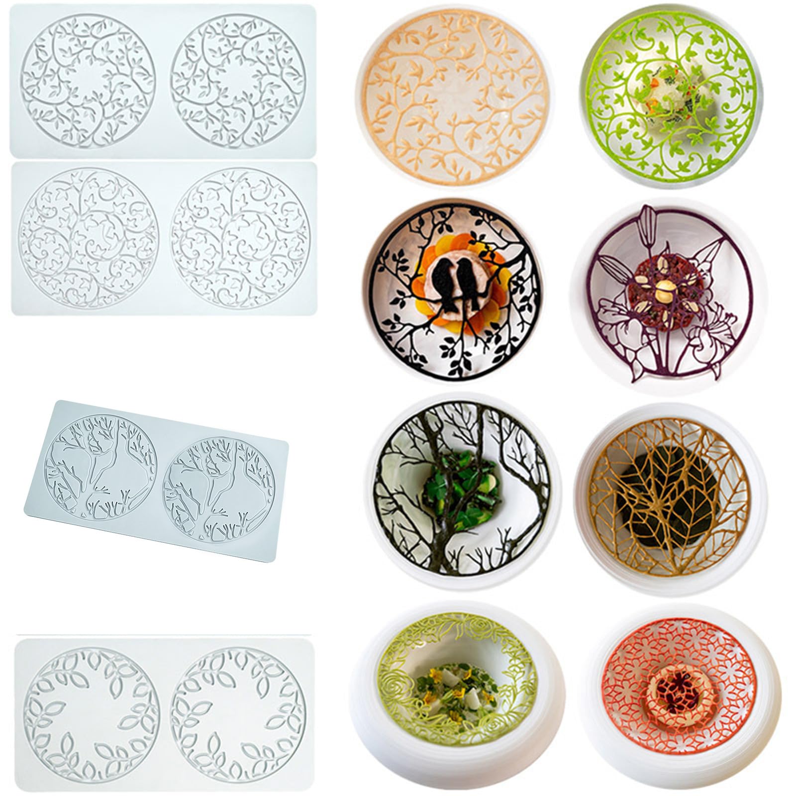 Zkhxhtg bakeware sets Leaf Branch Pattern Laces Mat Cake Fondants Pastries Silicones Molds Fondants Impression Mat Cake Decorating Supplies