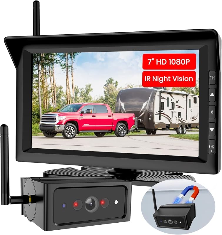 Foxpark Magnetic Wireless Backup Camera with 7" Split Screen deal at Amazon