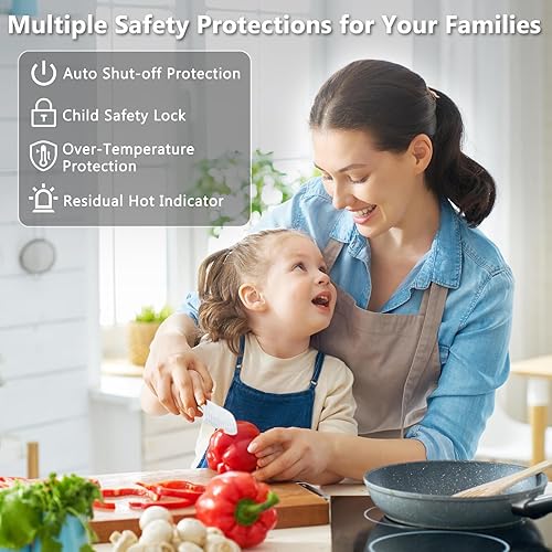 Miniatura 5 de ECOTOUCH - Estufa eléctrica de 36 pulgadas, estufa eléctrica integrada de 5 quemadores, estufa radiante de 36 pulgadas con bloqueo de seguridad para