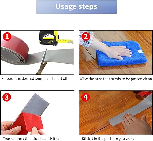 Miniatura 4 de Tira de transición para piso, tiras autoadhesivas para cubierta de suelo, laminado de transición de piso, tira divisora plana de vinilo de 2