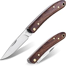 FLISSA 7Cr17MoV Steel Pocket Folding Knife, Elegant Wooden Handle Pocket Knife, Lightweight and Portable, Ideal for Camping, Hiking, Mountaineering, Travel, Daily Use
