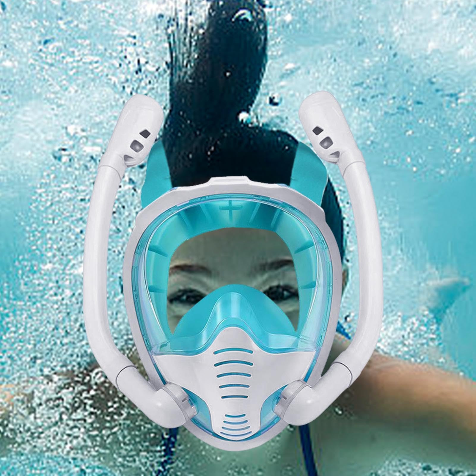 Maschera da snorkeling integrale – copertura per occhiali subacquei in silicone, a prova di perdite, occhiali da nuoto anti-appannamento, occhiali subacquei per una visione chiara, E