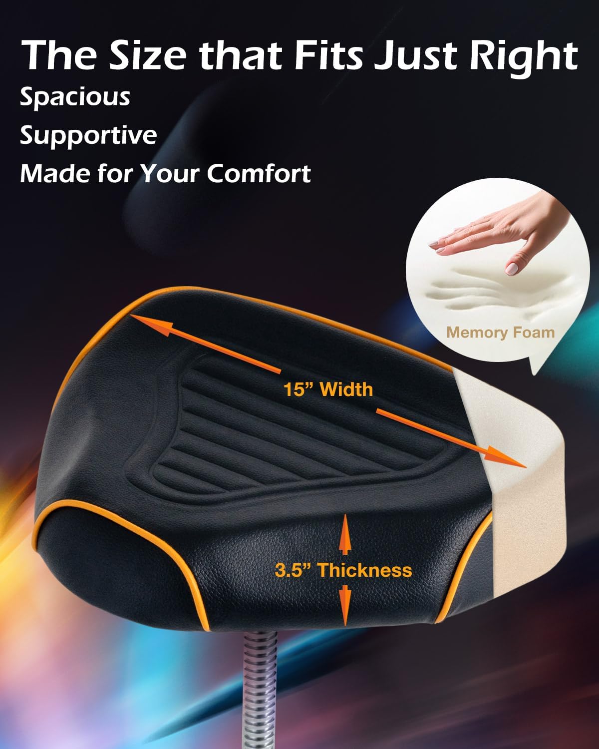 Premium Motorcycle Drum Throne, Rotatable Stool, Memory Foam Cushion with Anti-Skid Groove, Threaded Height Adjustment with Die-Cast Tripod. Edge Hardware Design NE1M