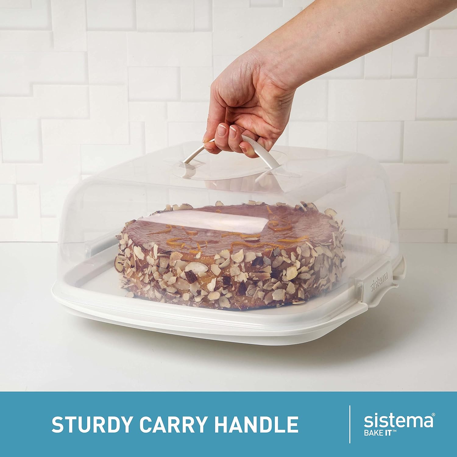 Sistema Bake IT Collection Cake and Cupcake Carrier, Clear/White