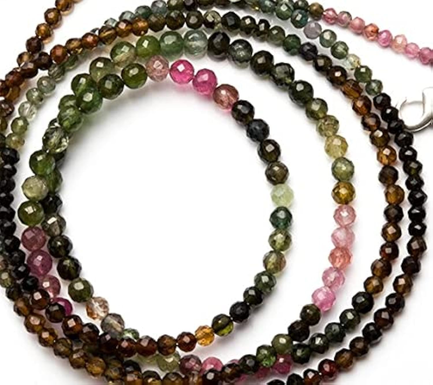 Tourmaline multicolore naturelle 3-4.5mm perles rondes facettées pour création de bijoux