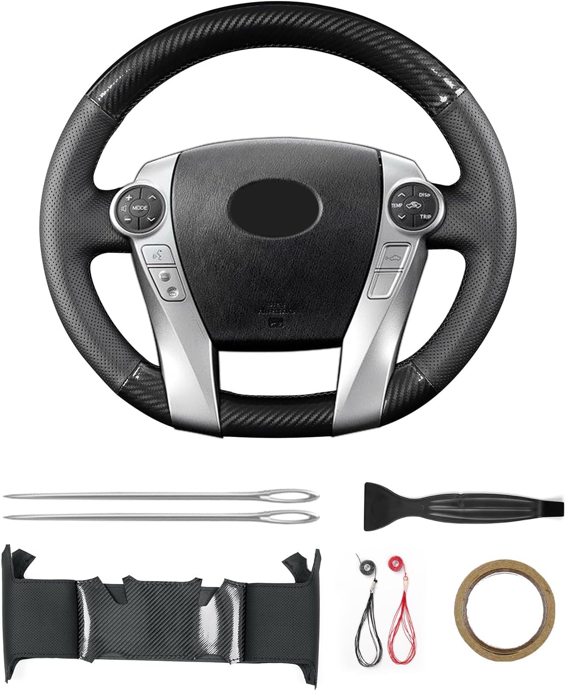 TOYOTA Set Black 15" Diameter Car Auto Steering Wheel Cover Quality Le - Foto 8