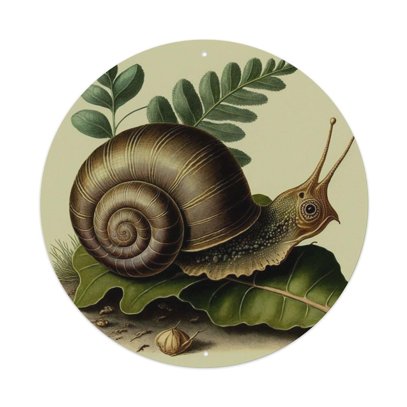 Snails Vintage Animal Artwork Vintage Metal Tin Sign Plaque Wall Decor for Cafe, Club Bar, Office, Garden Metal Poster 8x8Inch