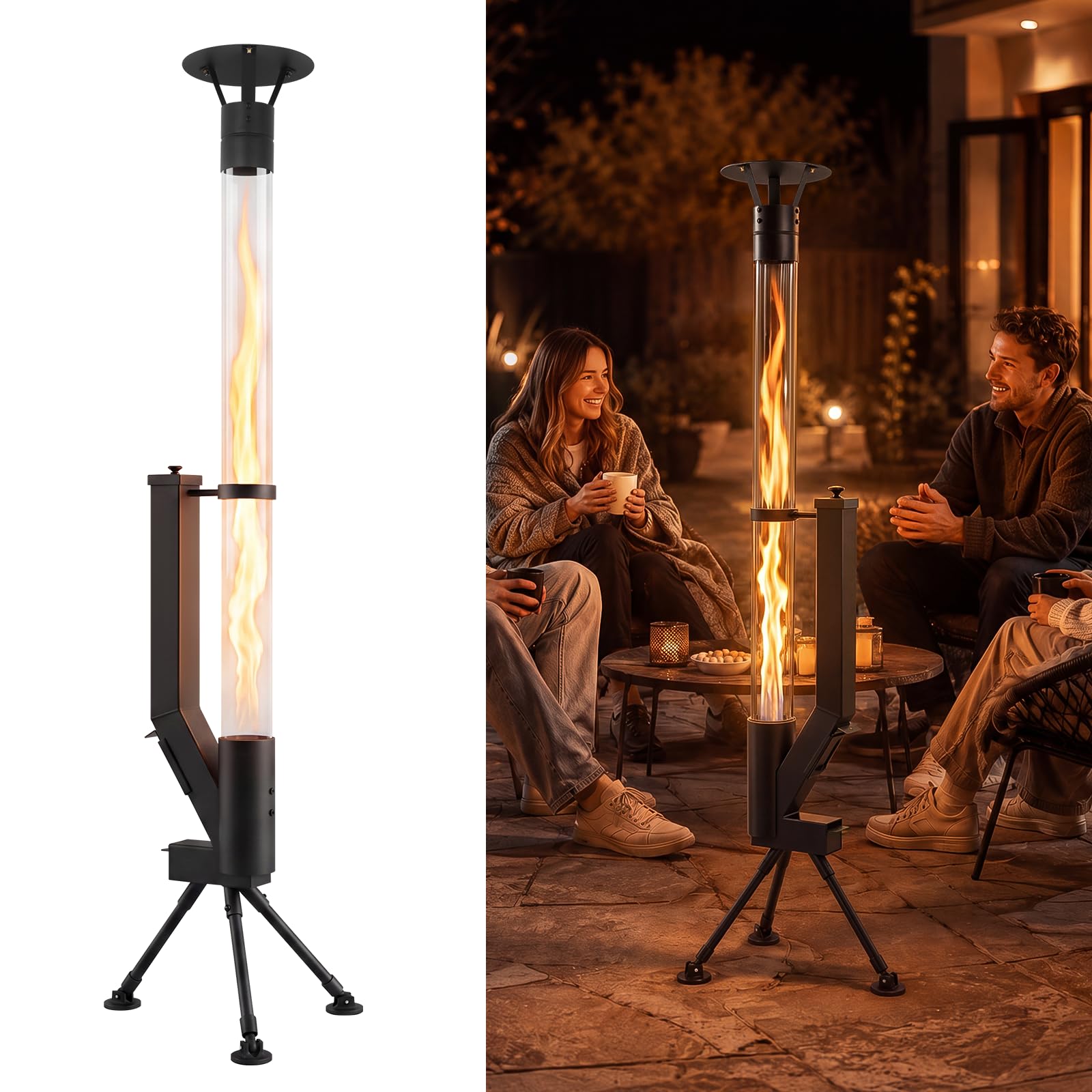 Chauffage de terrasse à granulés avec tube en verre 167 cm