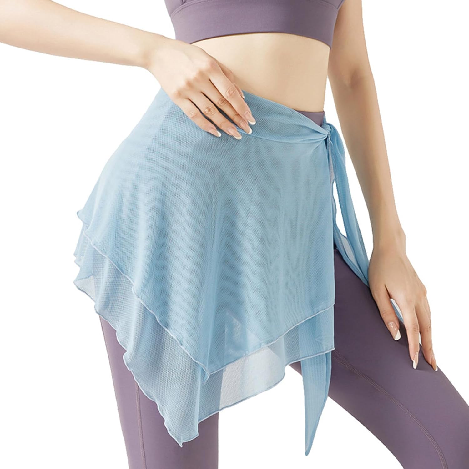 Women Mesh Wrap Dance Skirt Girls Asymmetric Skirt Solid Color Yoga Skirt Ballet Wrap Skirt Skate Over Scarf Skirt Black