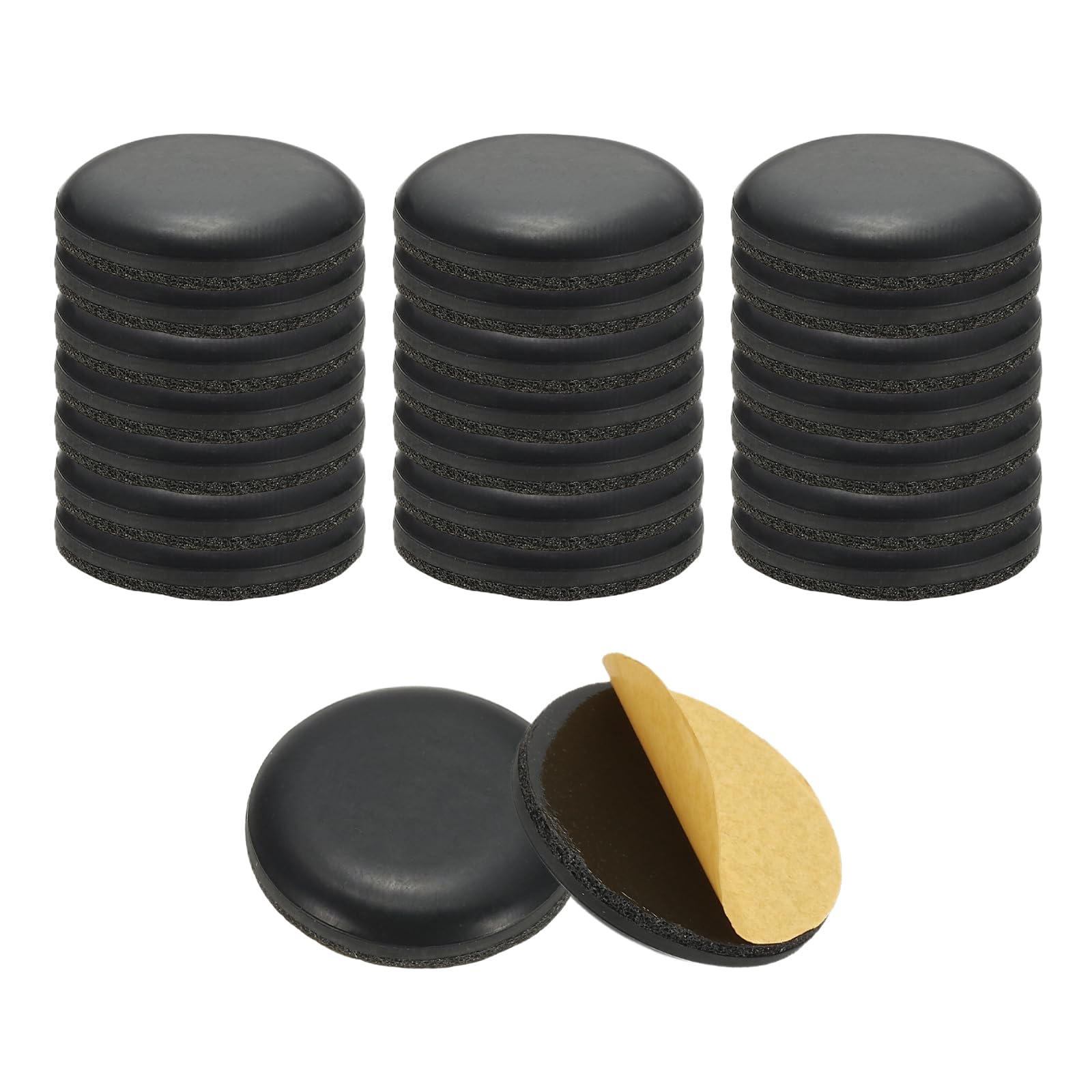 sourcing map 24 Pcs Stick Furniture Sliders, 25mm(1") Chair Slider Furniture Sliding Pads Round Reusable Glides Glider for Carpeted Tile Vinyl Hardwood Floors Moving Protectors, Black