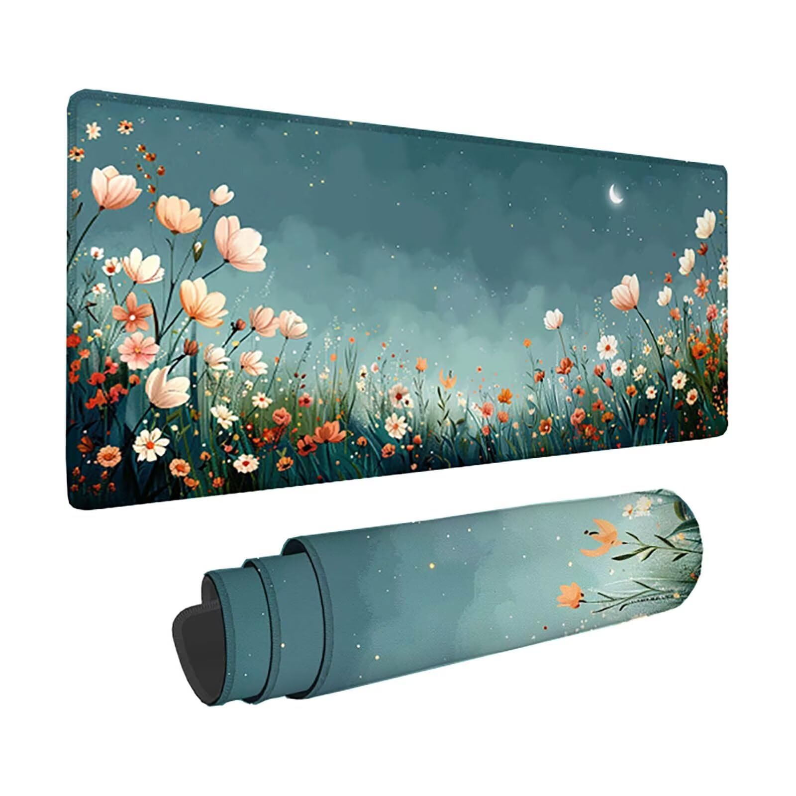 Verde Alfombrilla Ratón Paisaje Alfombrilla Gaming XXL (1500 x 800 x 3 mm), Impermeable Mouse Pad con Bordes Cosidos Tapete Escritorio con Base de Goma Antideslizante para Gaming, Oficina -zzg2505W2
