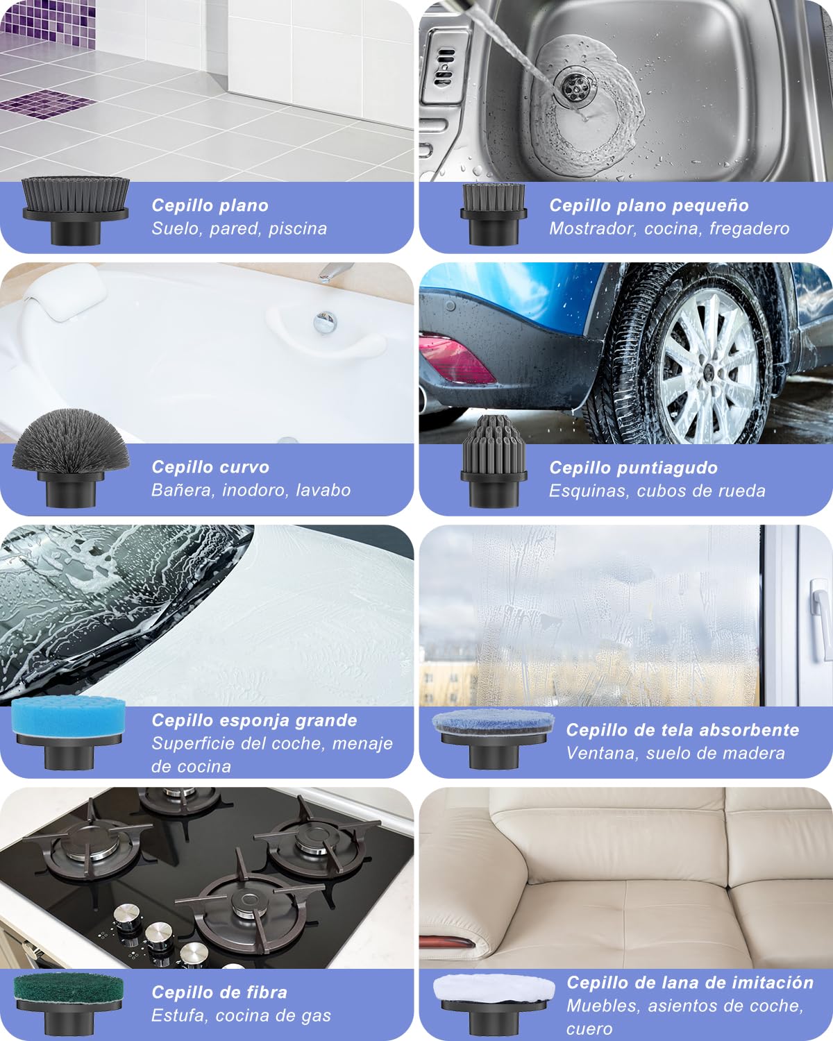 Cepillo De Limpieza EléCtrico Hogar, [4 ángulos Ajustables] [Pantalla de Batería] Homtronics Fregadora Giratoria Eléctrica with 8 Cepillo Reemplazable, 450RPM de Alta Potencia para Baño, Cocina, Coche