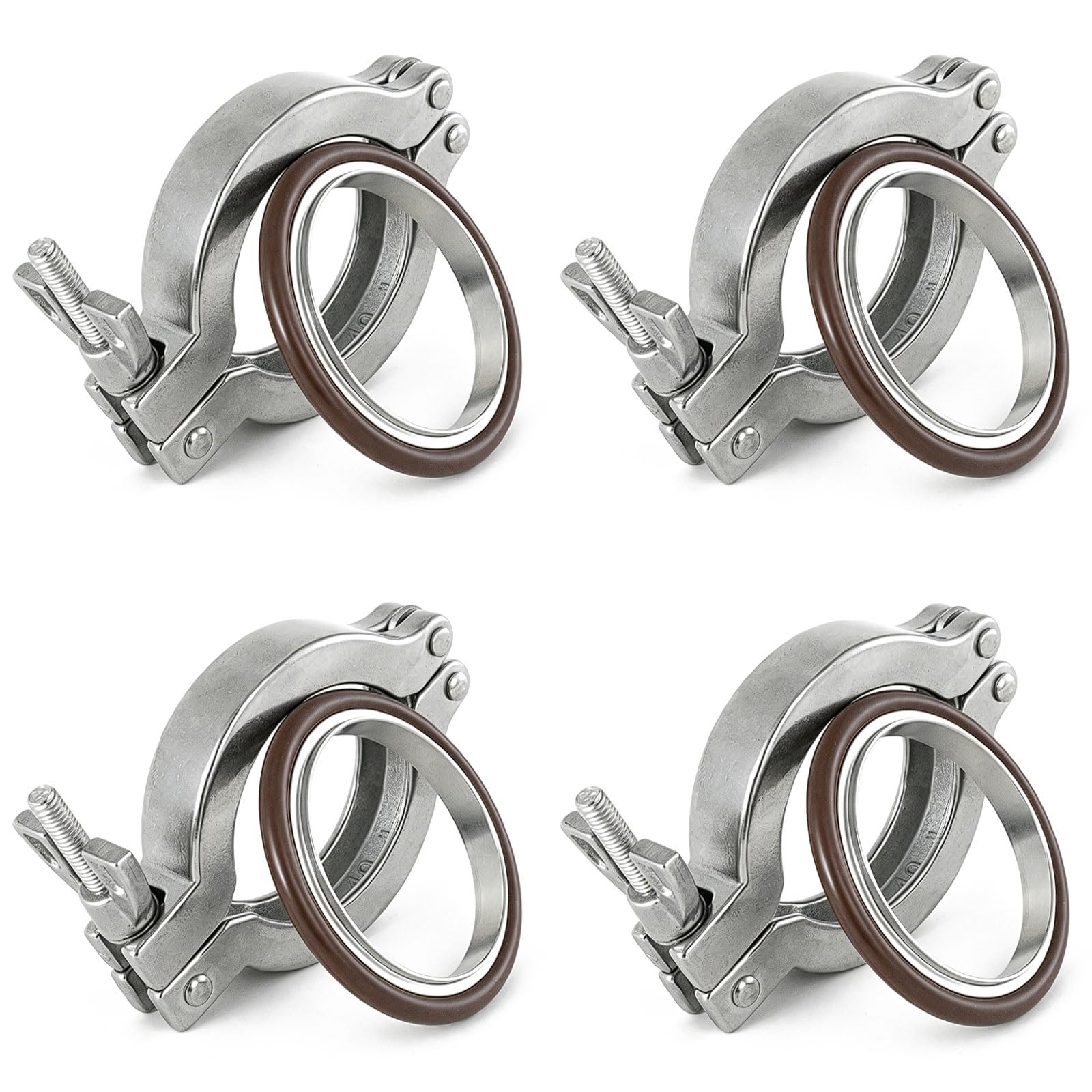 Fascette per vuoto in acciaio inox 304, 4 set di supporti per tubi a montaggio rapido con staffe in alluminio e anelli in nitrile, KF16-KF50(KF50)