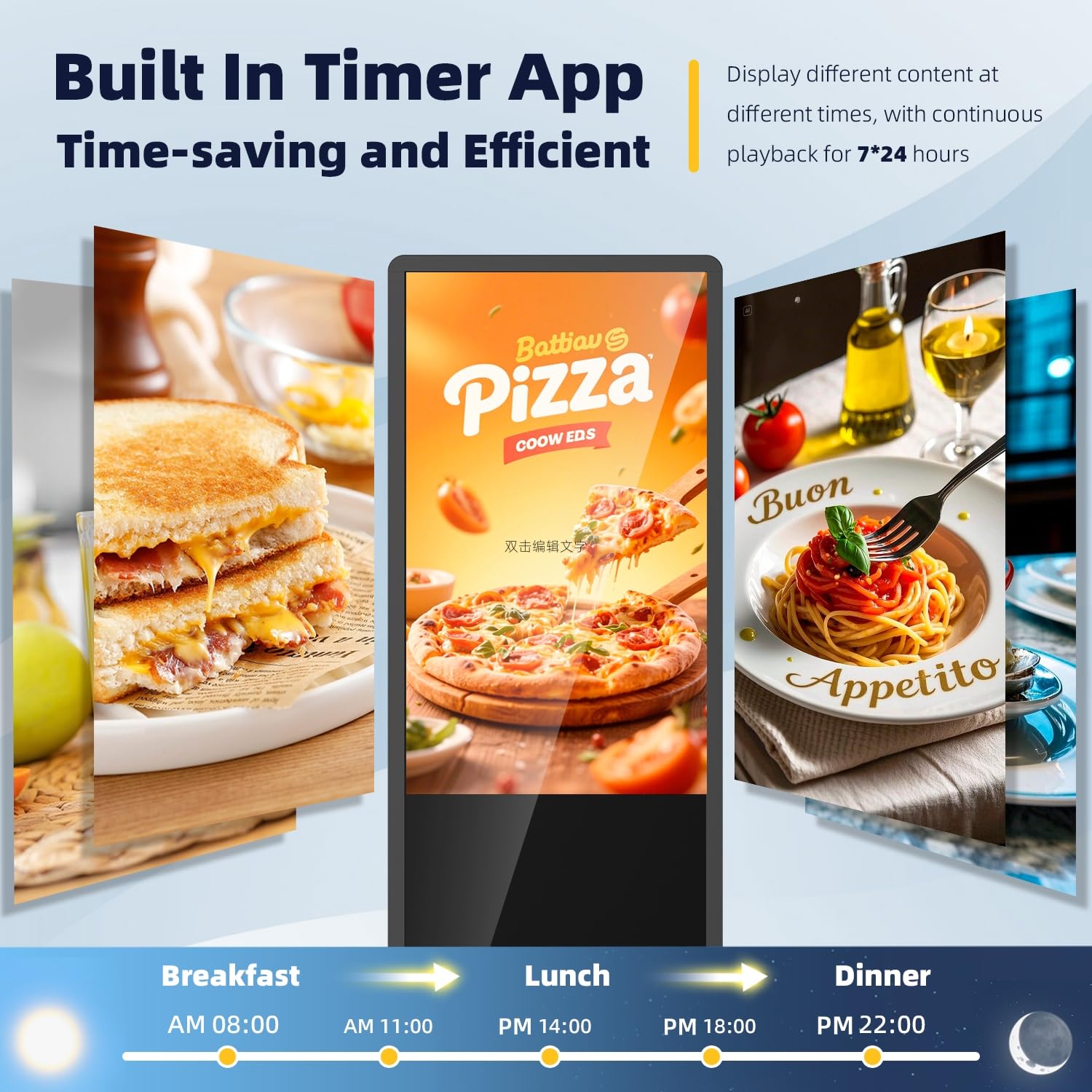 MWE 43 Zoll Digitaler Kundenstopper mit 4 Rollen, Werbedisplay Digital, LCD Digital Signage Display, Geeignet für Einzelhandelsgeschäft, Restaurant, Einkaufszentrum und Gewerbezentrum