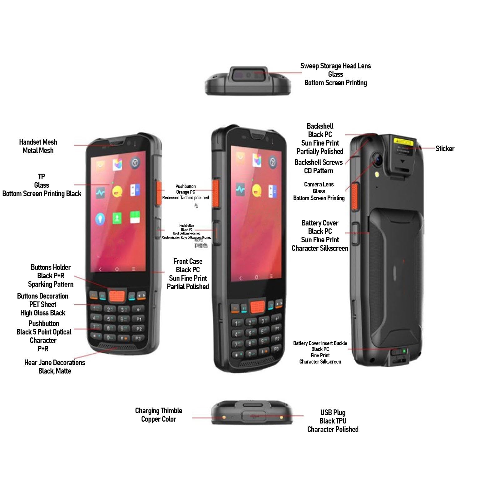 Garosa Escáner de Código de Barras 4GB+64GB Terminal Portátil Recolector de Datos Escáner de Inventario Lector de Código de Barras con Pantalla LCD de 4 Pulgadas Escaneo de Código QR
