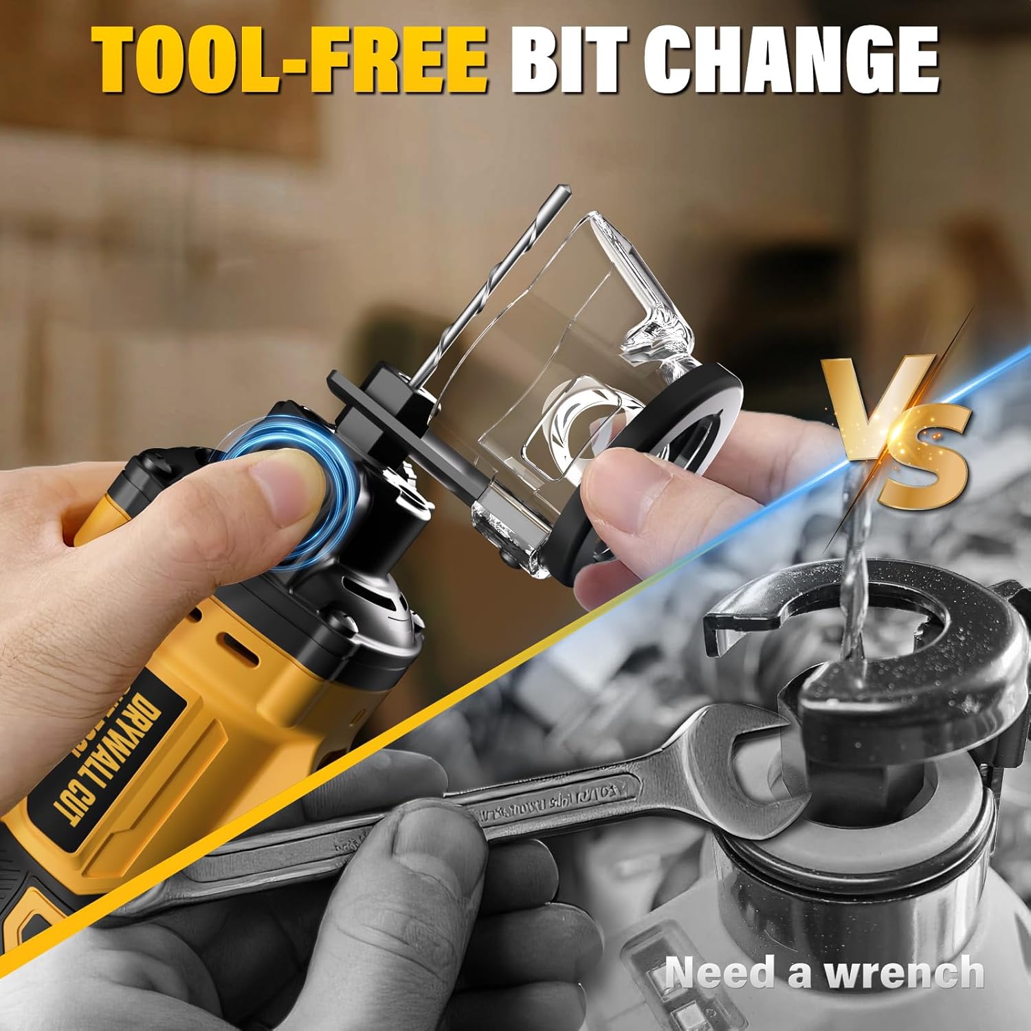 Cordless Drywall Cut-Out Tool for Dewalt 20V Battery, Brushless Rotary Saw, 30000 RPM, Adjustable Depth, Quick Bit Change, LED, Compact Spiral Saw for Cutting Wood Drywall,Sheetrock,Wood (Tool Only) - Image 5