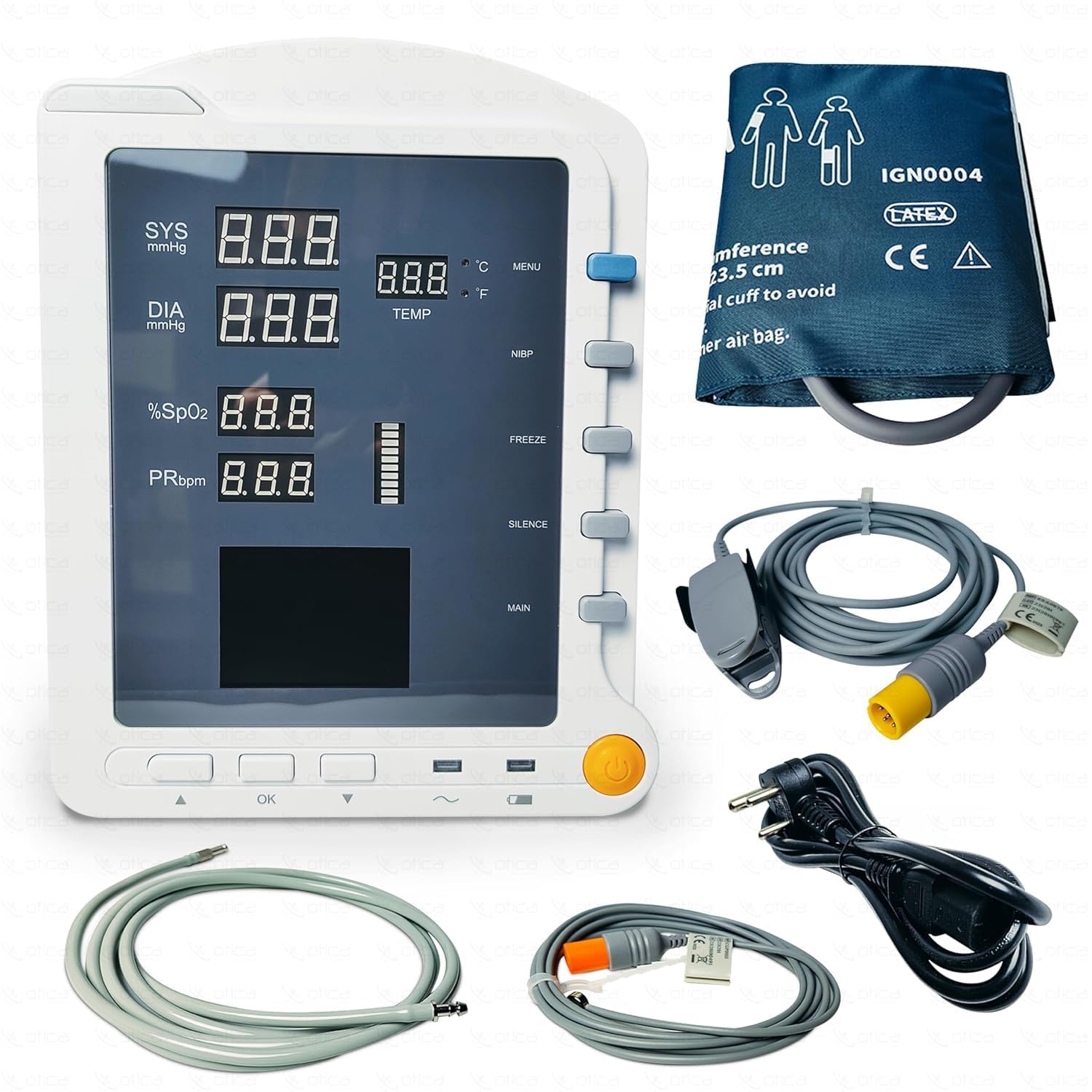 OTICA CMS 5100 Patient Monitor for Hospitals with Adult Accessories | Measures Heart Rate, SpO2, arm blood pressure & temperature with Vital BP Monitor for hospital patient monitoring-image-3