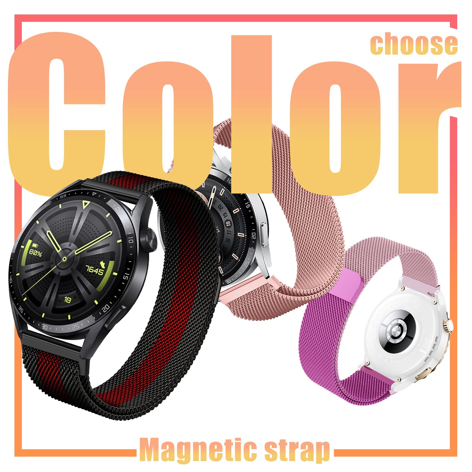 2-teiliges Metall-Armband Für Amazfit GTR Mini – Edelstahl-Mesh-Armband Mit Schnalle, Schwarz, Für Damen & Herren (Ersatzband)
