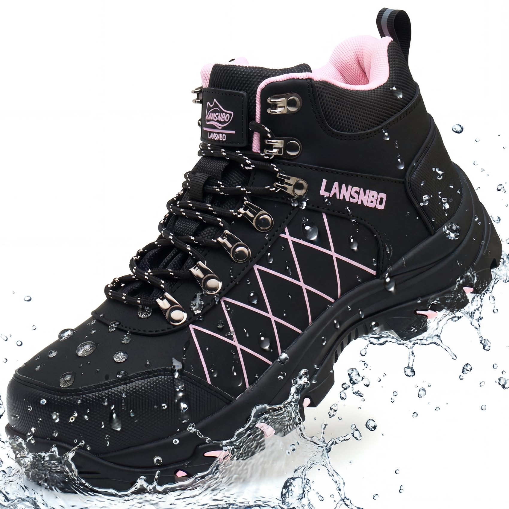 LANSNBO Waterproof Steel Toe Boots for Women Wide Width Non Slip Work Shoes Lightweight Slip Resistant Safety Toe Sneakers Indestructible Construction