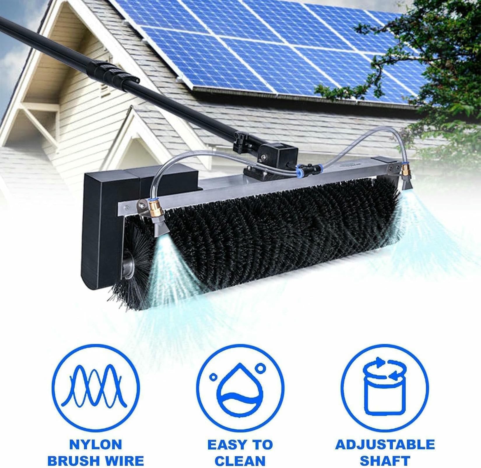 Elektryczna Szczoteczka Do Czyszczenia Panelu Słonecznego, Zestaw Słupów Z Regulacyjnym Zasilaniem Wodą, Sprzęt Do Mycia Okien Na Zewnątrz, Automatyczna Szczoteczka Obrotowa | Czyszczenie