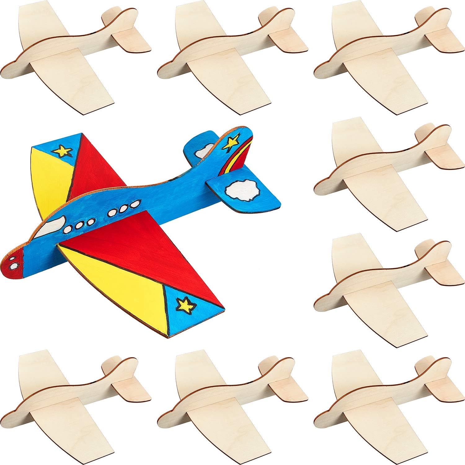 Gejoy 8 Packs Wooden Model Airplane Wood Planes DIY Balsa Wood Airplane Kits Handicraft Toy Plane for Birthday Carnival Party