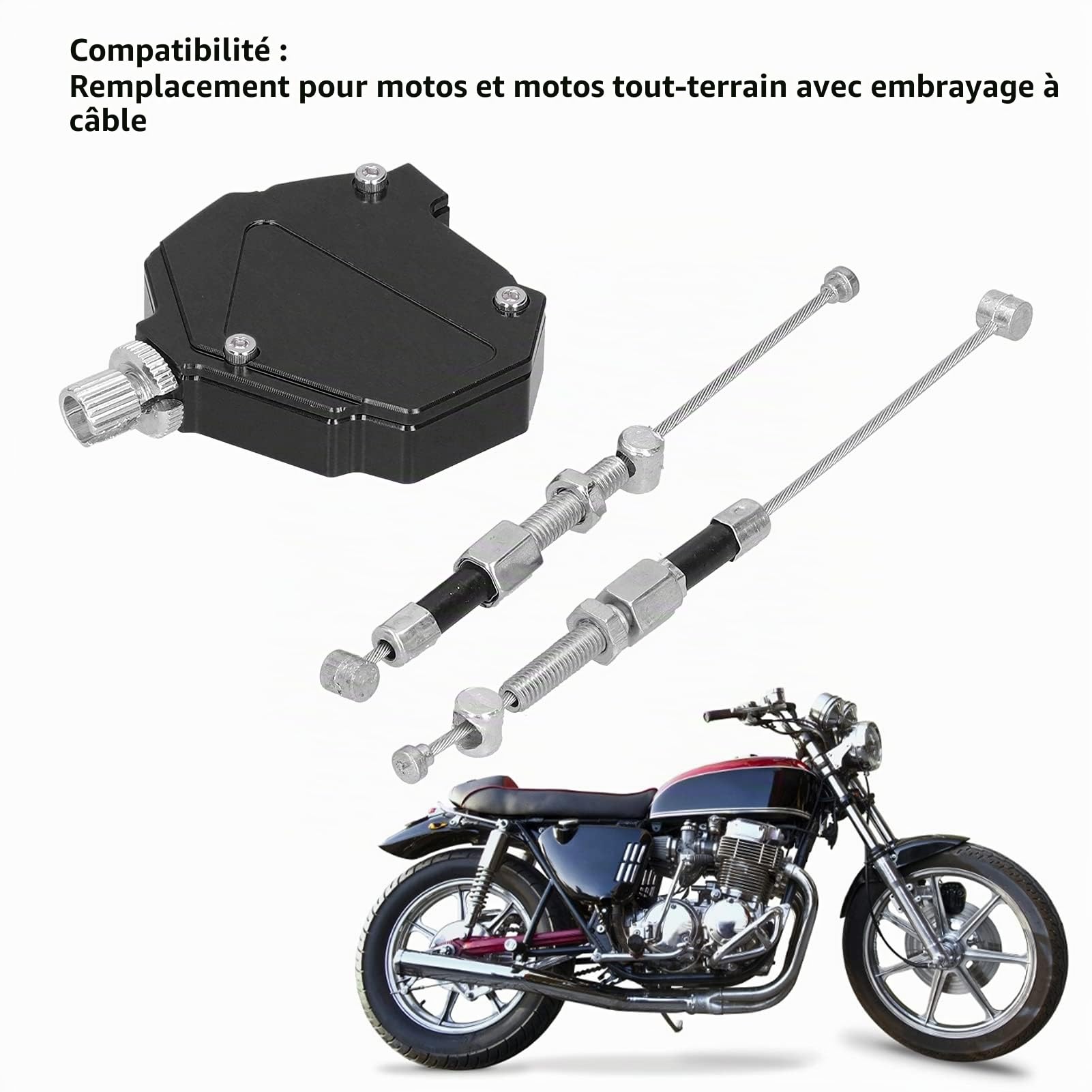 evier d'Embrayage Moto en Aluminium CNC Universel avec Câble Renforcé, Levier d'Embrayage Fluide pour Dirt Bike Motocross