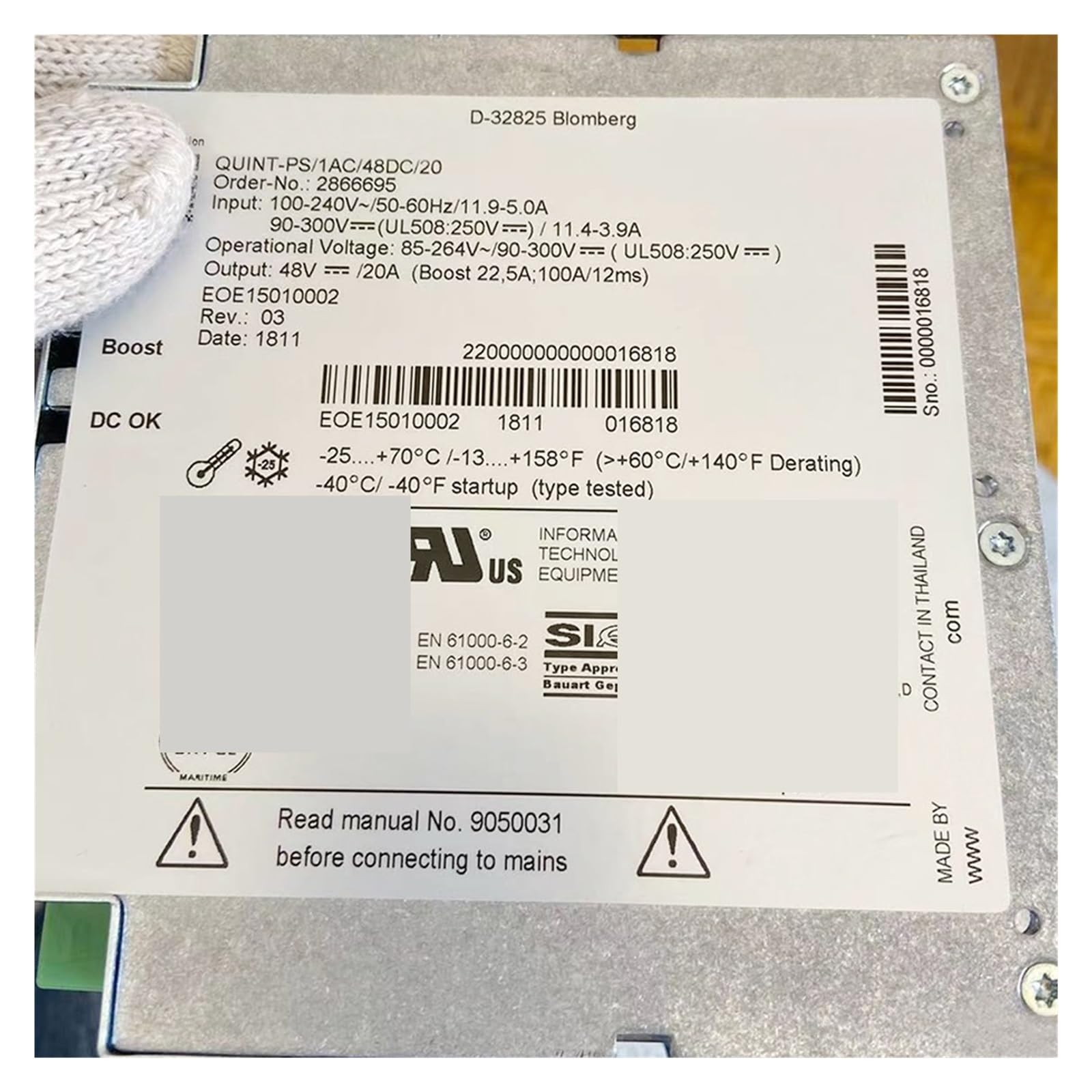 AFITSEP Power Supply 1AC/48DC/20 2866695