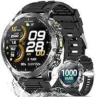 Military Smart Watches for Men(Answer/Dial Calls), Smart Watch with 1000 mAh Battery/Fitness Tracker/Flashlight/Heart Rate/Sleep Monitor/100+ Sports Mode, 1.7″ Waterproof Smartwatch for Android/iPhone