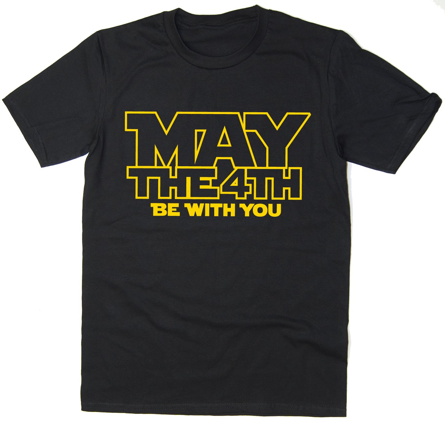 Rocket Fuel Men's Black 'May The 4Th Be With You' Funny Printed T-Shirt - Small