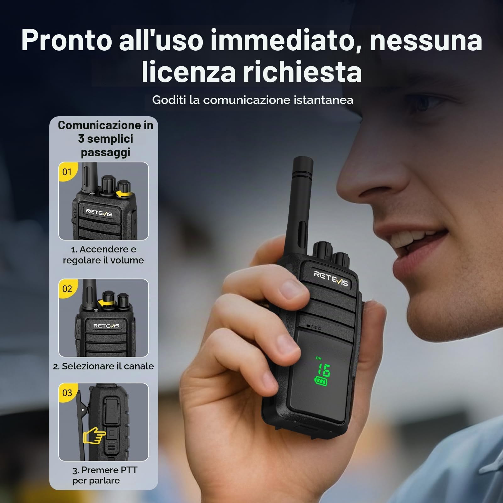 Retevis RT21H Walkie Talkies, Schermo Nascosto Radio Bidirezionale IP54 Impermeabile Robusto Tipo-C 6 Vie Caricabatterie Walkie Talkie Ricaricabili per Scuole, Hotel, Magazzini (6 Pezzi, Nero)