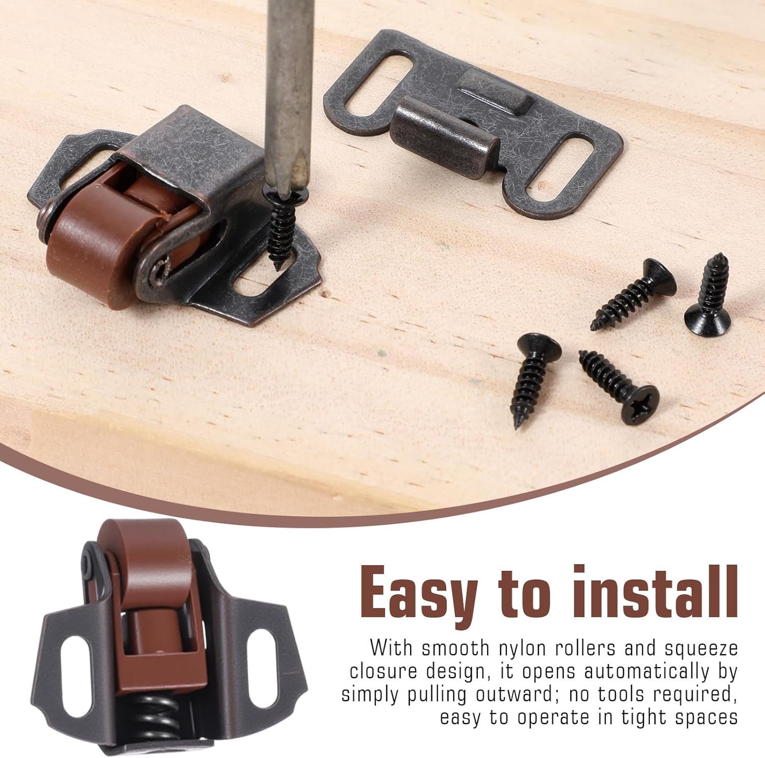 2Pack Mailbox Replacement Roller Catch Latch, Mailbox Latch Replacement Kit, Roller Wheel Spring Cabinet Latches, Rollers Cabinet Latchs for Cabinets Doors RV Latches Camper Kitchen