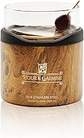 Vista 3 de POUR & GARNISH Vaso de whisky aislado – Vaso de acero inoxidable de doble pared de 10 onzas con inserto de vidrio pesado y funda de silicona