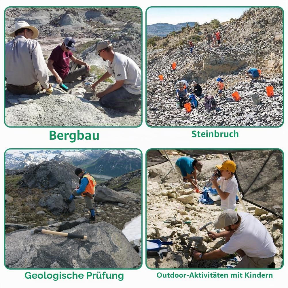 16-teiliges geologisches Steinhammer-Set, tragbares 907.2 g Hammer und Meißel Rucksack Set, geeignet für Felsjagd, Goldabbau, ideale Wahl für Anfänger und Enthusiasten